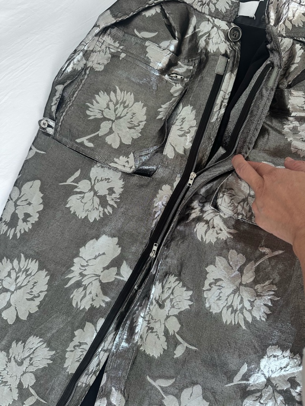 Dolce & Gabbana Metallic Silver and Cream Floral Midi Skirt - Picture 5 of 7